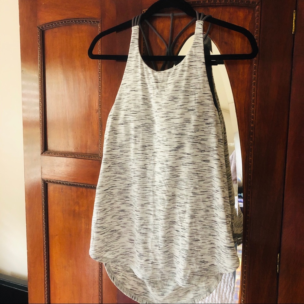 Lululemon athletica Open Back Grey and White Tank